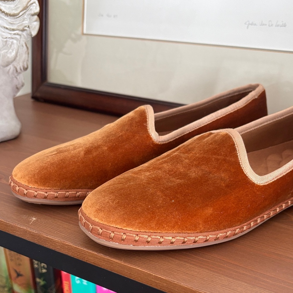 Birdies Velvet Slip-On Flats in Rust - Picture 3 of 7
